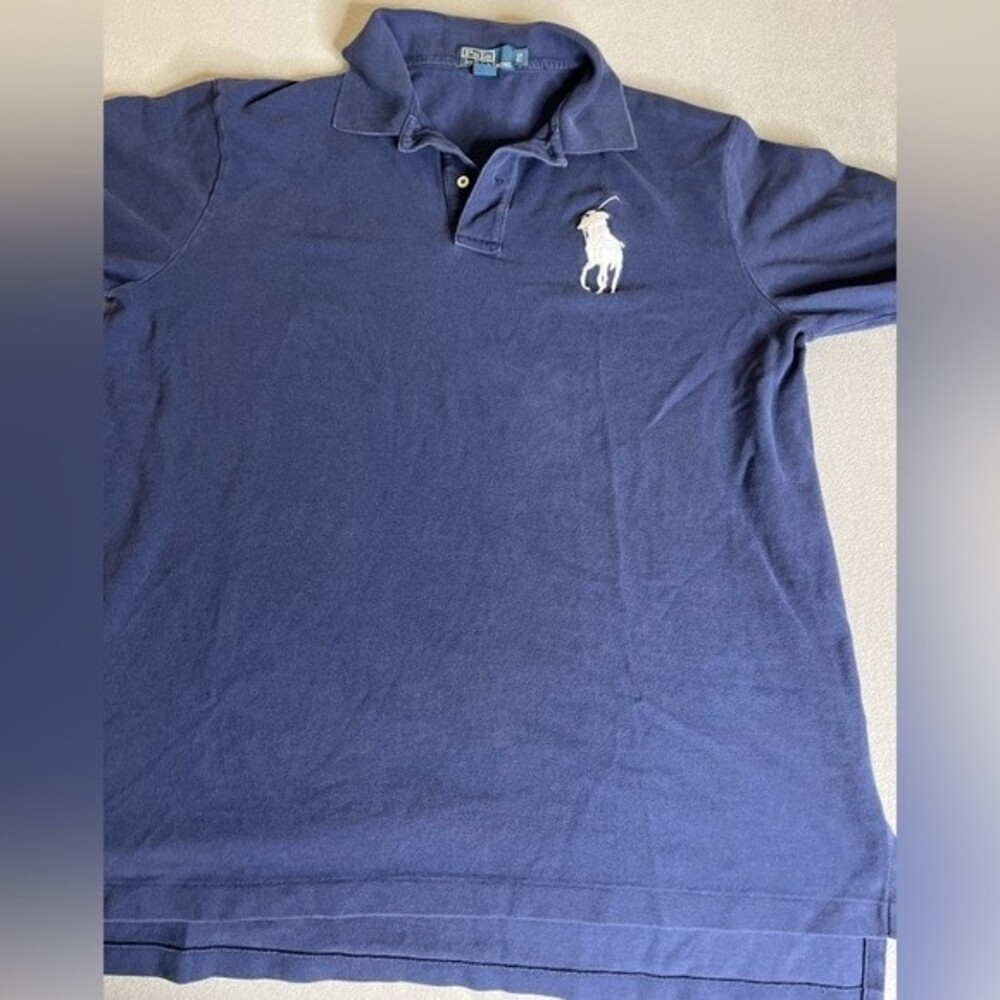 Polo Ralph Lauren Polo Shirt Blue Cotton Size LT  Mens Short Sleeve BIG PONY